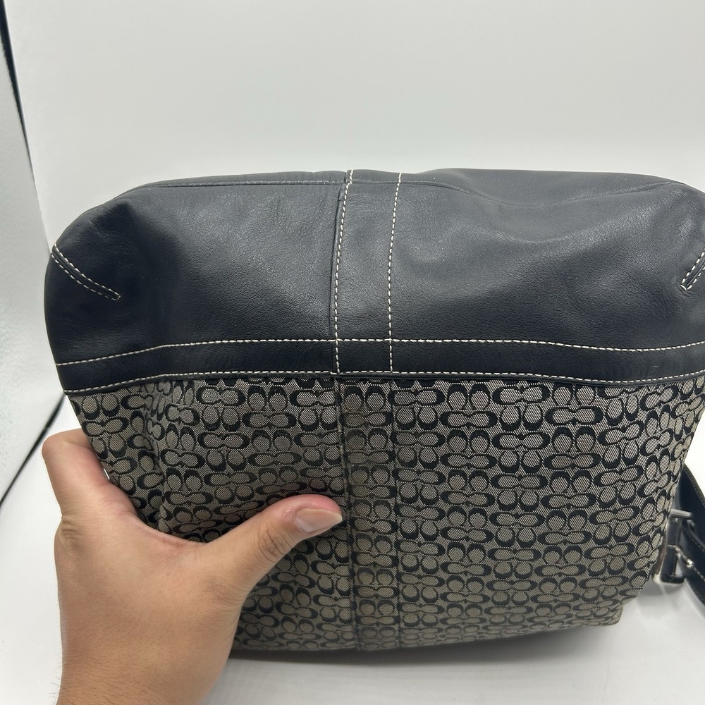 Vintage Y2K Coach F10416 Signature Convertible Duffle Crossbody Bag Gray Black - Picture 9 of 16